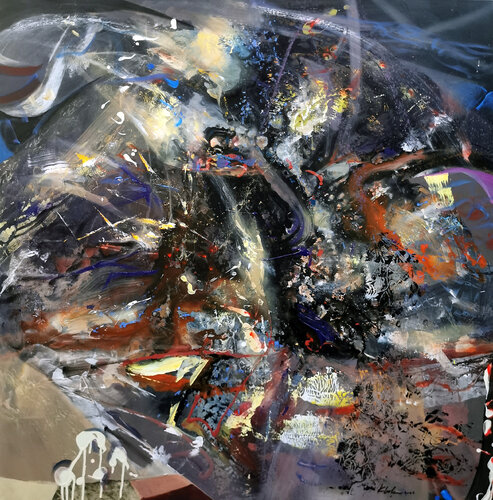 Enigmatic beautiful colorfull painting by master Ovidiu Kloska von Ovidiu Kloska, Malerei kaufen auf Singulart