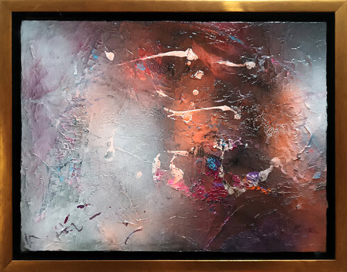 Framed earth tones painting offer we are part of the enigma of the universe by O KLOSKA Ovidiu Kloska