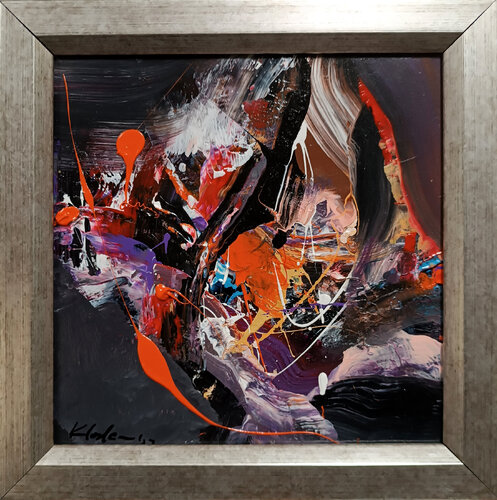 Small size framed colorfull abstract painting Silk road 1 by master Ovidiu Kloska Ovidiu Kloska