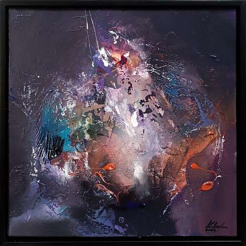 Enigmatic abstract Art By O Kloska The night of the poet di Ovidiu Kloska, Pittura in vendita su Singulart