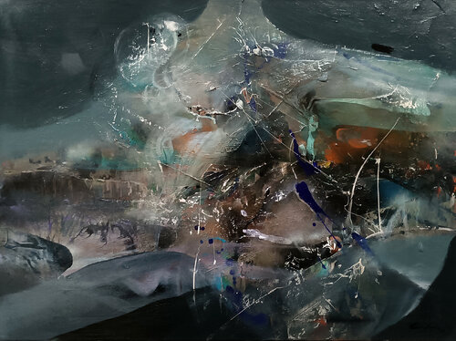 Strong desire to fly over a night lake Kloska di Ovidiu Kloska, Pittura in vendita su Singulart