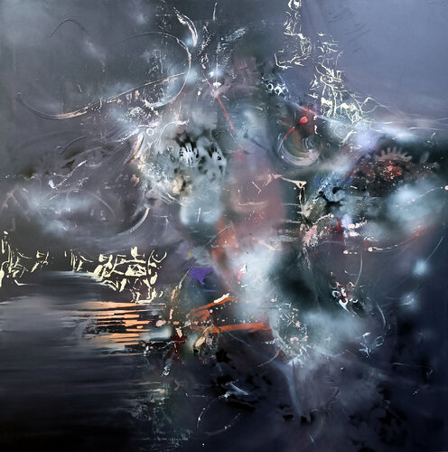 Large xxl painting Oneiric Gathering the night nectar masterpiece O Kloska di Ovidiu Kloska, Pittura in vendita su Singulart