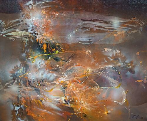 Large masterpiece An infinite autumn enigmatic mindscape by O Kloska di Ovidiu Kloska, Pittura in vendita su Singulart