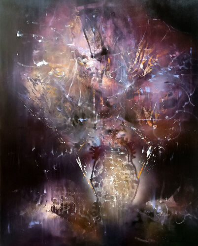 Large size Enigmatic incandescent colors still life KLOSKA di Ovidiu Kloska, Pittura in vendita su Singulart