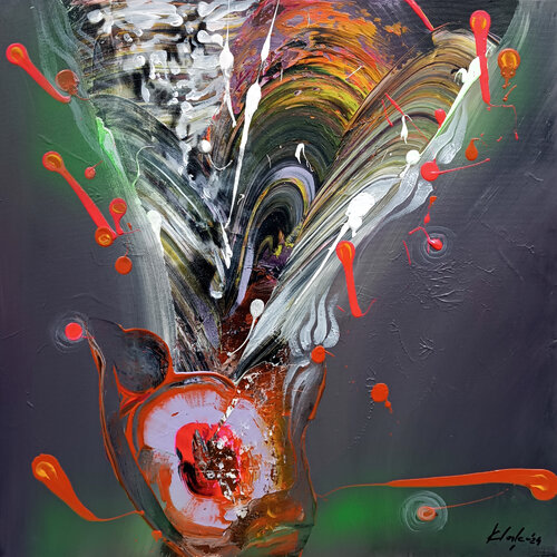 Eternity Still Life with japonese flowers par Ovidiu Kloska, Peinture en vente sur Singulart