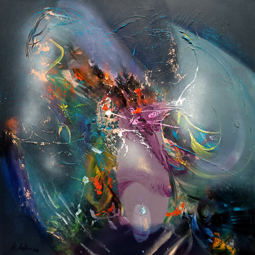Slide memory from my other world signed master Ovidiu Kloska par Ovidiu Kloska, Peinture en vente sur Singulart