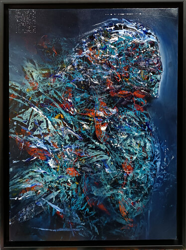 GOTHIC ENIGMATIC CELESTIAL DARK BLUE ANGEL MASTER O KLOSKA par Ovidiu Kloska, Peinture en vente sur Singulart