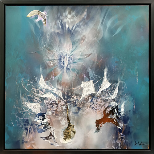 Strange Woman Selling Flowers (1) Portrait Dreamlike portret master O Kloska par Ovidiu Kloska, Peinture en vente sur Singulart