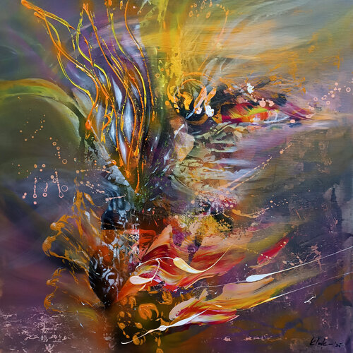 Melancholic Vase with Autumn Flowers Still Life masterpiece by O KLOSKA par Ovidiu Kloska, Peinture en vente sur Singulart