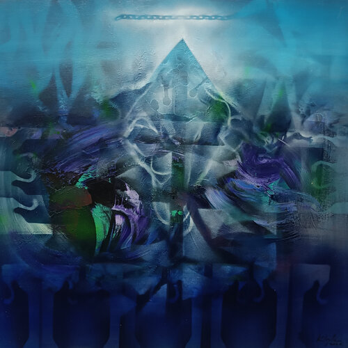 At the edge of the worlds Enigmatic Dreamscape by O Kloska par Ovidiu Kloska, Peinture en vente sur Singulart