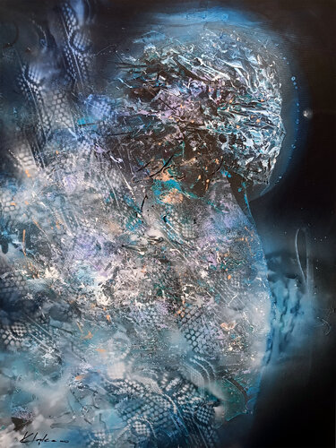 GOTHIC ENIGMATIC CELESTIAL DARK BLUE ANGEL MASTER O KLOSKA par Ovidiu Kloska, Peinture en vente sur Singulart