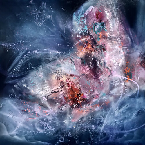 Celestial Drift — large ethereal dreamscape 120x120 cm • master Kloska par Ovidiu Kloska, Peinture en vente sur Singulart