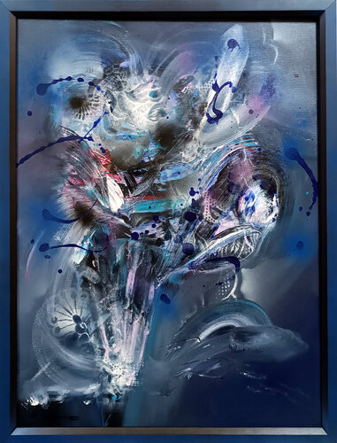 Blue Gravity of the Forgotten Bloom Still Life masterpiece by O KLOSKA di Ovidiu Kloska, Pittura in vendita su Singulart