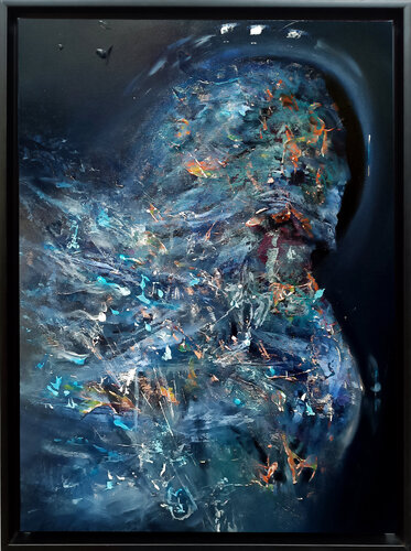 The Waiting of the Unseen One DARK BLUE ANGEL MASTER O KLOSKA par Ovidiu Kloska, Peinture en vente sur Singulart