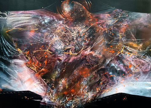 Cosmic Angel with Ember and Light XXL gigantic painting by master Kloska di Ovidiu Kloska, Pittura in vendita su Singulart