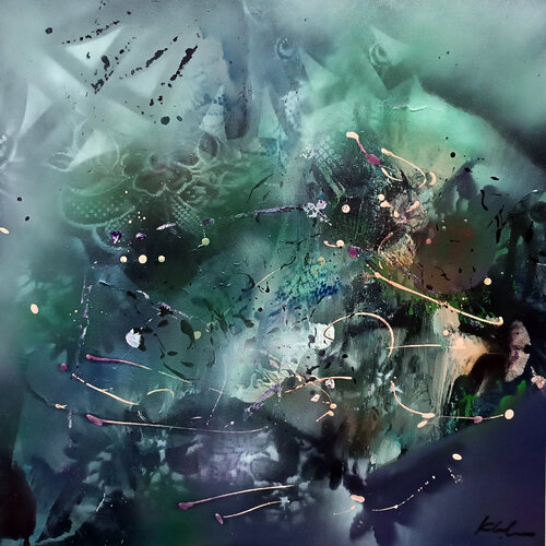 The Hidden Calligraphy of Soft Moss and Time fascinating mindscape by master Ovidiu Kloska di Ovidiu Kloska, Pittura in vendita su Singulart