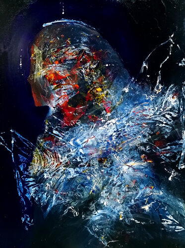 GOTHIC ENIGMATIC CELESTIAL DARK BLUE ANGEL MASTER O KLOSKA di Ovidiu Kloska, Pittura in vendita su Singulart