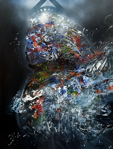 LIGHT BLUE ENIGMATIC CELESTIAL ANGEL MASTER O KLOSKA von Ovidiu Kloska, Malerei kaufen auf Singulart