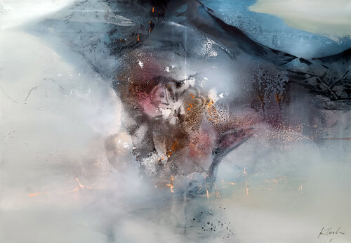 Pressure of Becoming – Abstract Painting Fantastic Midscape by master Ovidiu Kloska von Ovidiu Kloska, Malerei kaufen auf Singulart