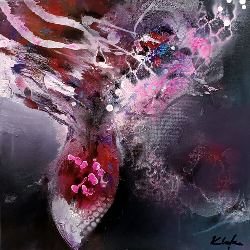 Kafkaesque Eternity with Flowers at 7p 23.04.2026 small  masterpiece by O KLOSKA di Ovidiu Kloska, Pittura in vendita su Singulart