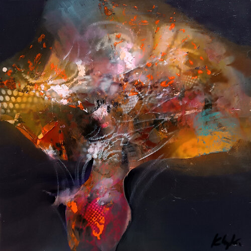 Kafkaesque Eternity with Flowers at 7p 25.04.2026 small  masterpiece by O KLOSKA di Ovidiu Kloska, Pittura in vendita su Singulart