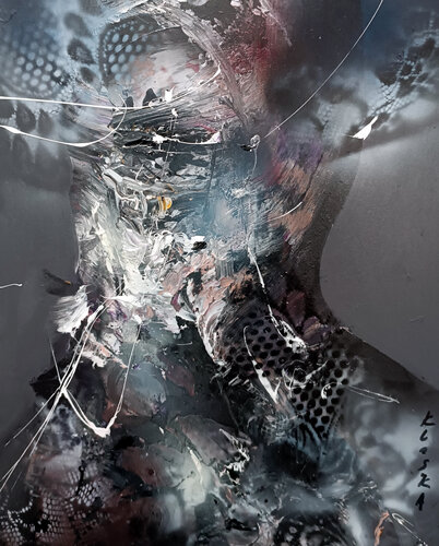 I Love to Eat Bacon, Too #9 — Portrait Emerging from Erosion by Ovidiu Kloska, Painting for Sale on Singulart