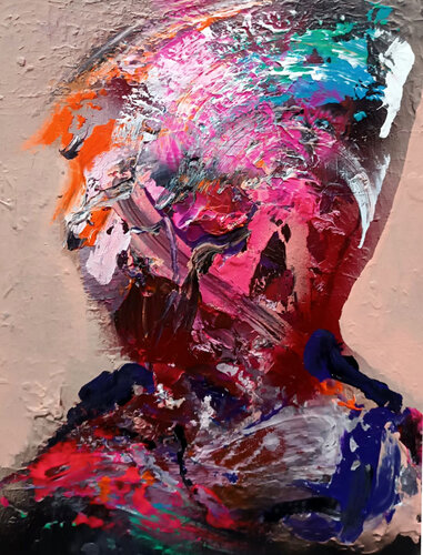 I Love to Eat Bacon, Too #1 — Fragmented Figure in Motion by Ovidiu Kloska, Painting for Sale on Singulart