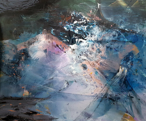 Very close beautiful vibes large mindscape by O KLOSKA di Ovidiu Kloska, Pittura in vendita su Singulart