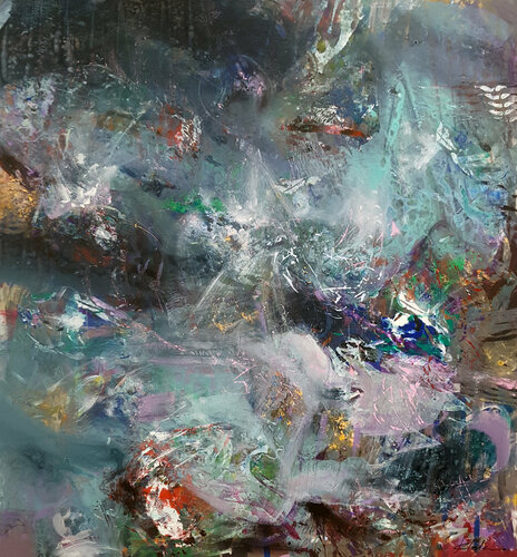 UNBORN RIVER IS FLOWING INTO MY VENS GIGANTIC PAINTING BY MASTER KLOSKA O par Ovidiu Kloska, Peinture en vente sur Singulart