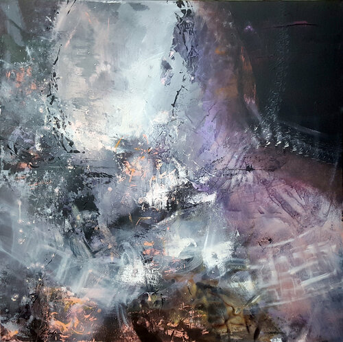 DARKSCAPE CREATOR ENERGY TRACES LARGE PAINTING BY O KLOSKA par Ovidiu Kloska, Peinture en vente sur Singulart