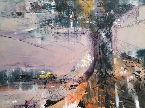 Singularity Tree composition spiritual art signed O KLOSKA par Ovidiu Kloska, Peinture en vente sur Singulart