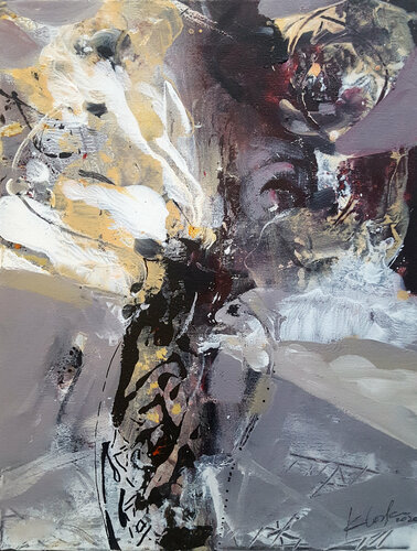 Still life like perennial eternity abstract pot with flowers small masterpiece by O KLOSKA par Ovidiu Kloska, Peinture en vente sur Singulart