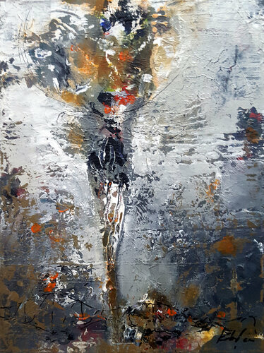 Beutifull found art perennial still life uniqye style by O KLOSKA par Ovidiu Kloska, Peinture en vente sur Singulart