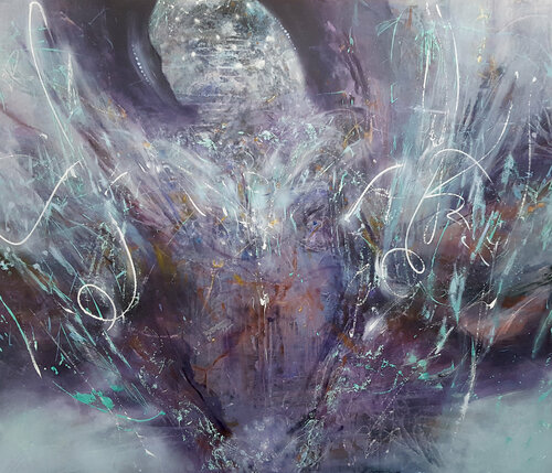 FASCINATING WAY TO PAINT ANGELS DIAPHANE HUGE PAINTING BY MASTER KLOSKA van Ovidiu Kloska, Schilderij te koop op Singulart