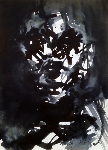 I am just a clown 27 human condition drama spontaneous ink oainting on paper KLOSKA von Ovidiu Kloska, Zeichnungen kaufen auf Singulart