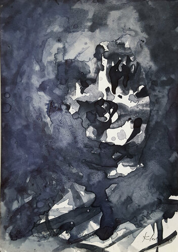 I am just a clown 30 human condition drama spontaneous ink painting on paper KLOSKA di Ovidiu Kloska, Disegno in vendita su Singulart