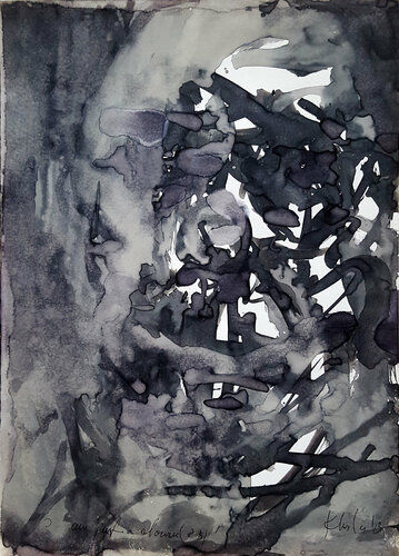 I am just a clown 23 human condition drama spontaneous ink oainting on paper KLOSKA par Ovidiu Kloska, Dessin en vente sur Singulart
