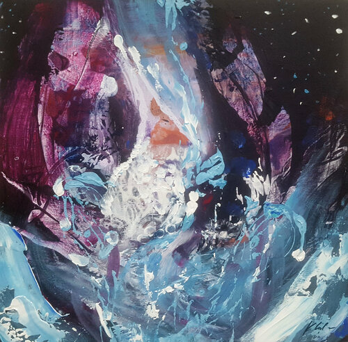Abstract Fascinating Floral Colors Painting By O KLOSKA van Ovidiu Kloska, Schilderij te koop op Singulart