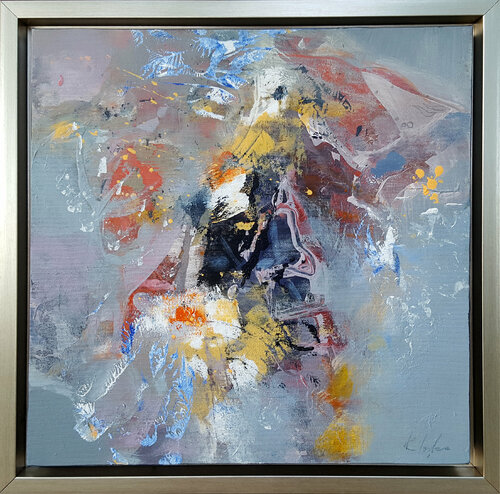 Soft Blue Fascinating Floral Colors Painting By O KLOSKA van Ovidiu Kloska, Schilderij te koop op Singulart