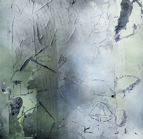 The calligraphy of the serenity light abstract painting by O KLOSKA van Ovidiu Kloska, Schilderij te koop op Singulart