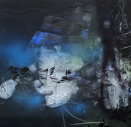 Unique abstract fascinating darkscape by  master painter  O KLOSKA di Ovidiu Kloska, Pittura in vendita su Singulart