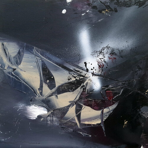 The Beauty Of The Light In The Darkness Enigmatic Painting By O KLOSKA di Ovidiu Kloska, Pittura in vendita su Singulart
