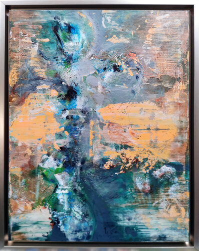 Enigmatic perennial large painting still life autumn colors by O Kloska di Ovidiu Kloska, Pittura in vendita su Singulart