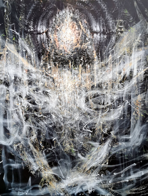 Large XXL enigmatic metaphysical light abstract angel composition by master KLOSKA Ovidiu Kloska