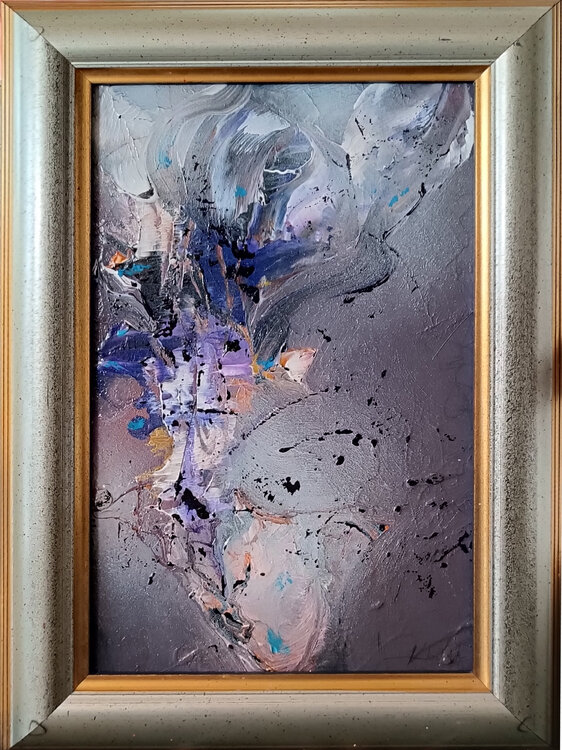 Framed spring blossom flowers colors painting still life by O KLOSKA Ovidiu Kloska