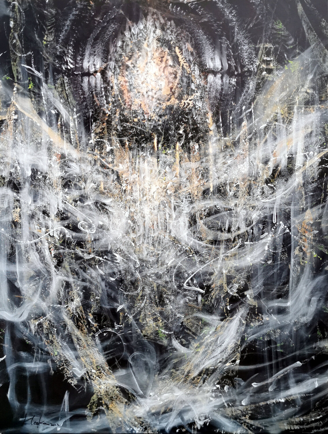 Large XXL enigmatic metaphysical light abstract angel composition by master KLOSKA Ovidiu Kloska Dipinto originale in vendita