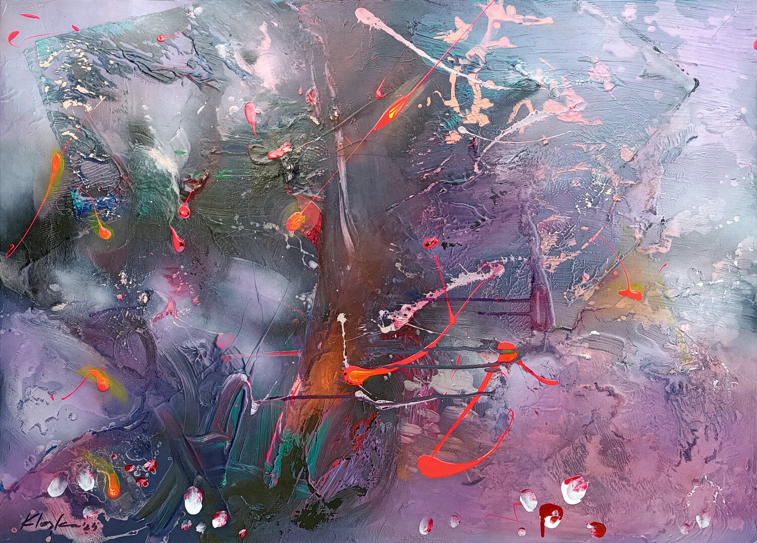 Beautiful framed large painting Spring tree with hope master O Kloska Ovidiu Kloska Dipinto originale in vendita