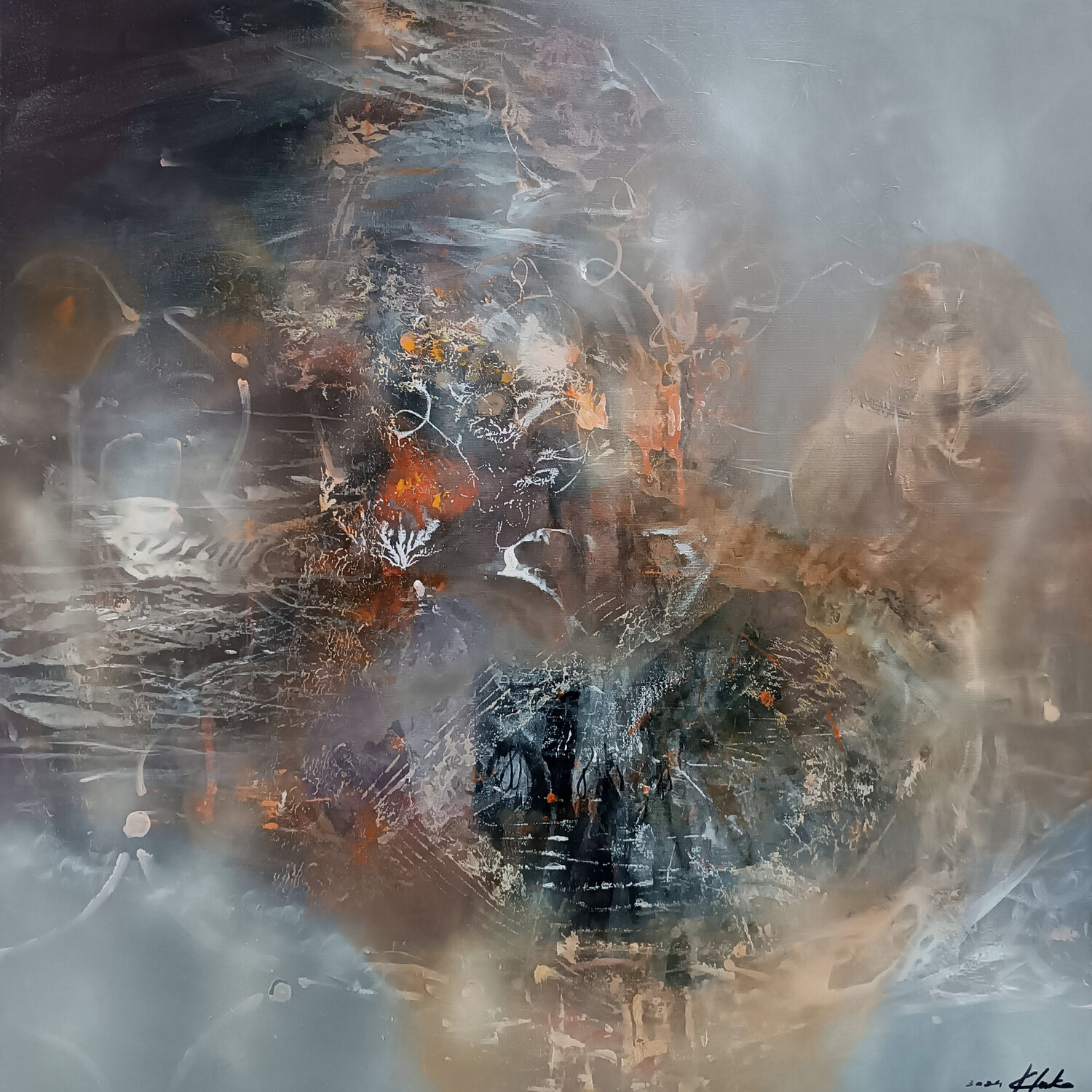 Large masterpiece An infinite autumn enigmatic mindscape by O Kloska Ovidiu Kloska Originalgemälde zu verkaufen
