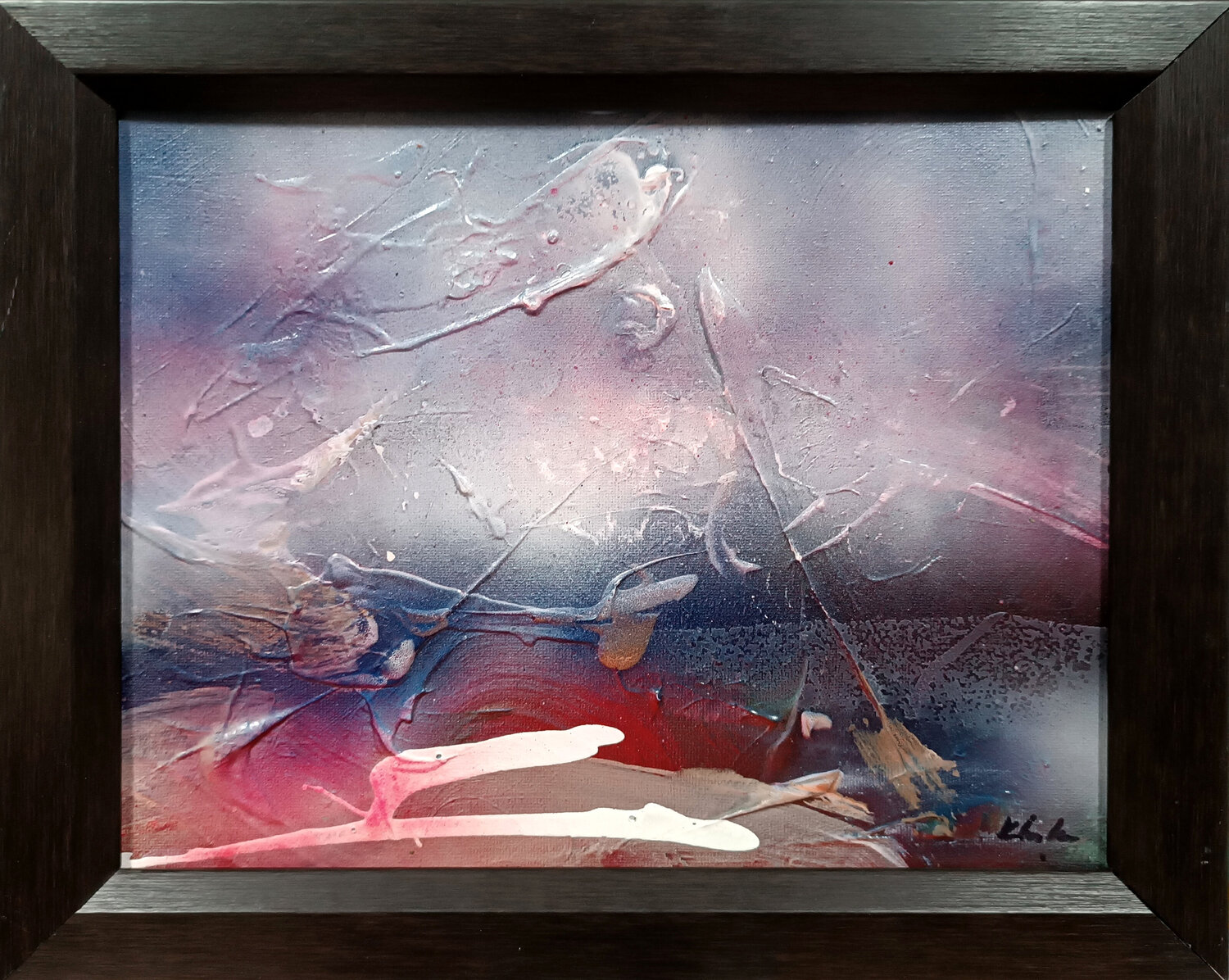 Small framed masterpiece White hills enigmatic mindscape by O Kloska Ovidiu Kloska Originalgemälde zu verkaufen