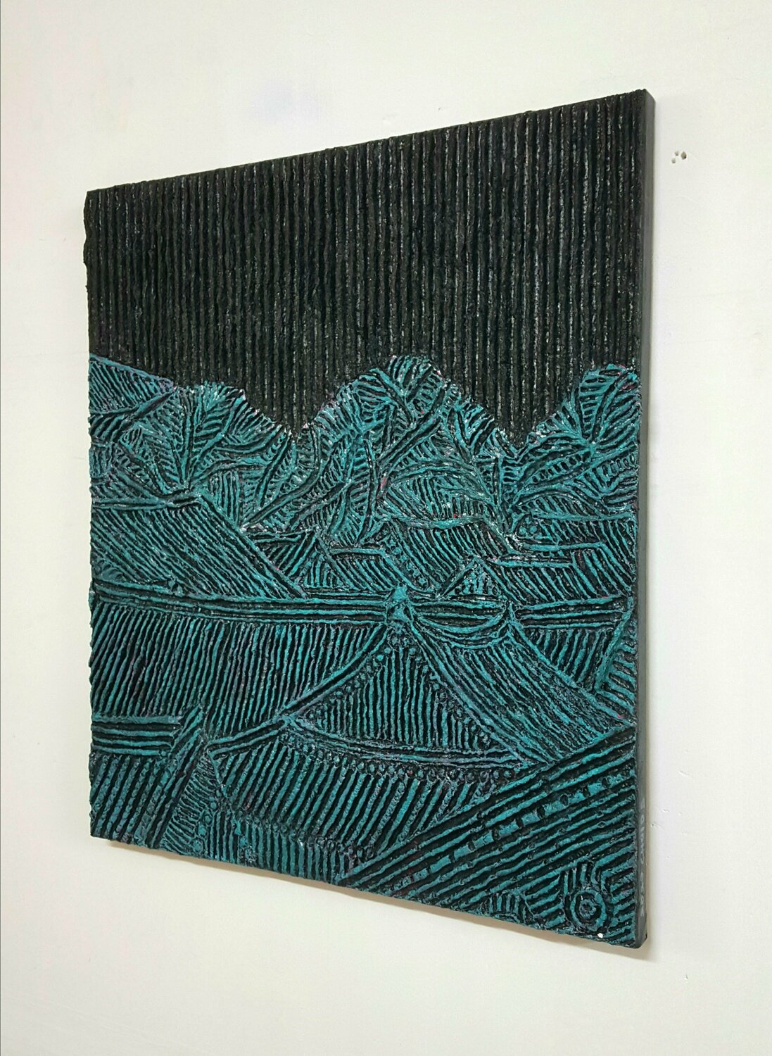 絵画　油絵（キャンバス）　「滝見の老人」　韓国人画家・申 英植　Ｆ１０号 絵画 油絵（キャンバス） 「滝見の老人」 韓国人画家・申 英植
